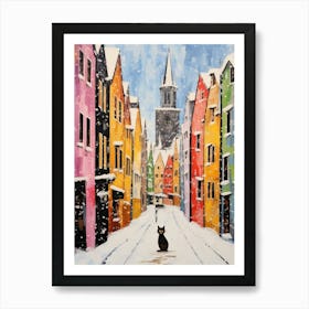 Cat In The Streets Of Nuremberg   Germany With Now 3 Art Print