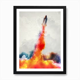 Colored Smoke From Rocket Launch 1 Art Print