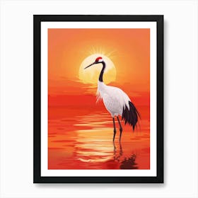 Crane At Sunset 1 Art Print