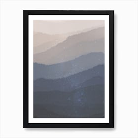 Minimal art abstract misty mountain watercolor painting Art Print