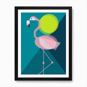 Mid Century Geometric Flamingo Art Print