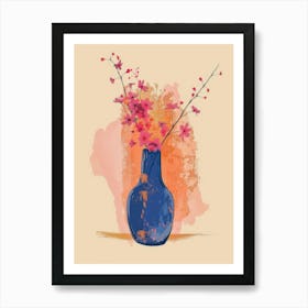 Watercolor Flowers In A Blue Vase Art Print