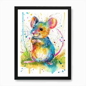 Mouse Colourful Watercolour 4 Art Print