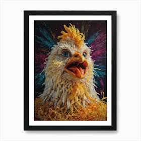 Chicken With Feathers Art Print