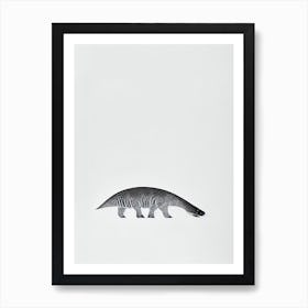 Dakosaurus Black & White Drawing Art Print