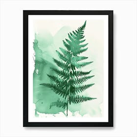 Green Ink Painting Of A Autumn Fern 2 Art Print