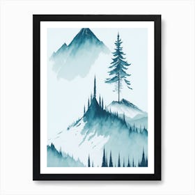 Mountain And Forest In Minimalist Watercolor Vertical Composition 339 Art Print