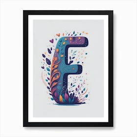 Colorful Letter F Illustration 45 Art Print