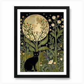 William Morris Black Cat In The Moonlight 9 Art Print