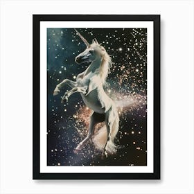 Glitter Unicorn In Space Abstract Collage 3 Art Print