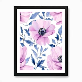 Watercolor Flowers Seamless Pattern 4 Art Print