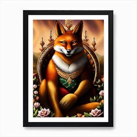 Fox On A Throne Art Print