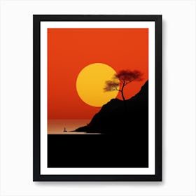 Sunset With A Tree Art Print