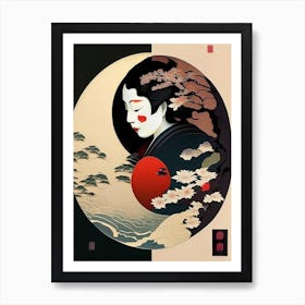 Colour Yin and Yang Japanese Ukiyo E Style Art Print