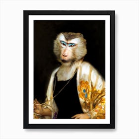 Lady Mona The Monkey Pet Portraits Art Print