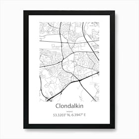 Clondalkin,Ireland Minimalist Map Art Print