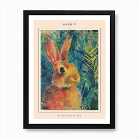 Kitsch Rabbit Brushstrokes 2 Poster Art Print