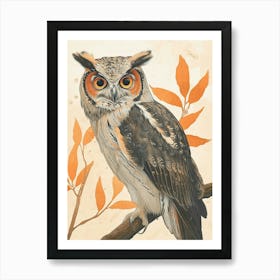 Oriental Bay Owl Vintage Illustration 1 Art Print