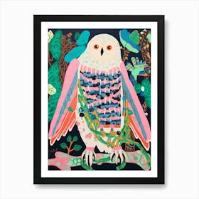 Maximalist Animal Painting Snowy Owl 1 Art Print