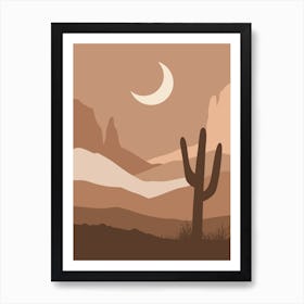 Desert Landscape With Cactus 1 Art Print