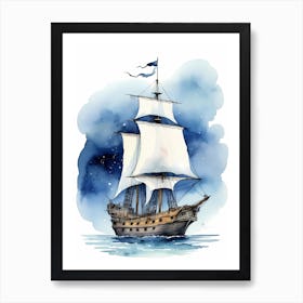 Sailing Ships Watercolor Painting (17) Art Print