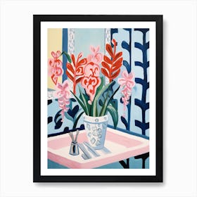 A Vase With Bleeding Heart, Flower Bouquet 4 Art Print
