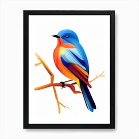 Colourful Geometric Bird Bluebird 2 Art Print