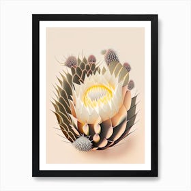 Melocactus Cactus Neutral Abstract Art Print
