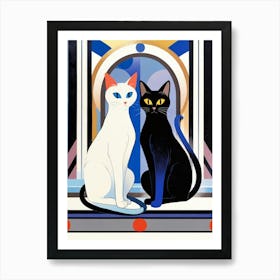 Cats On A Window Art Print