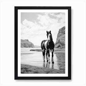 A Horse Oil Painting In Anakena Beach, Easter Island, Portrait 4 Art Print