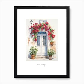 Bari, Italy   Mediterranean Doors Watercolour Painting 1 Poster Art Print