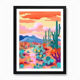 Colourful Desert Illustration 9 Art Print