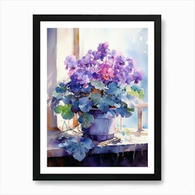 Violets In A Pot Art Print