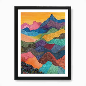 Colourful Mountain Illustration Poster Art Print 28 Póster