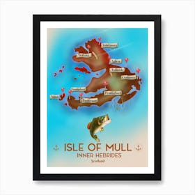 Isle Of Mull map Art Print