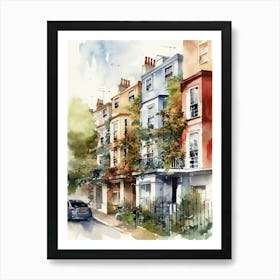 Notting Hill London Neighborhood, Watercolour 3 Art Print