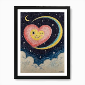 Heart And Moon Art Print