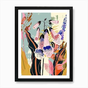 Colourful Flower Illustration Foxglove 3 Art Print