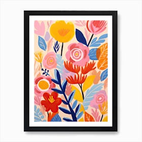 Matisse Style Chromatic Petals; Vibrant Beauty Flowers Art Print