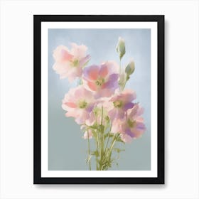 Delphinium Flowers Acrylic Painting In Pastel Colours 3 Art Print