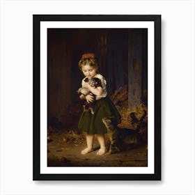 Little Girl With Cats Art Print