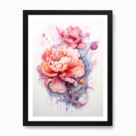 An Abstract Painting Of Peony Flowers Art Print