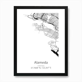 Alameda,United States Minimalist Map Art Print