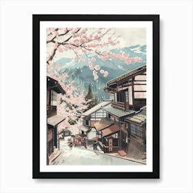 Nozawa Onsen Japan 3 Retro Illustration Art Print