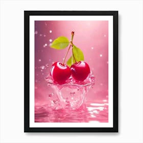 Cherries In Water Art Print