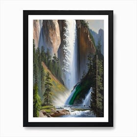 Yosemite Upper Falls, United States Peaceful Oil Art  Art Print