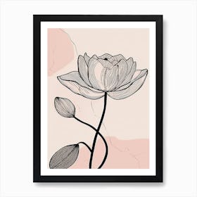 Lilies Line Art Flowers Illustration Neutral 3 Art Print