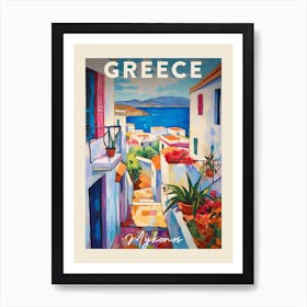 Mykonos Greece 3 Fauvist Painting Travel Poster Art Print