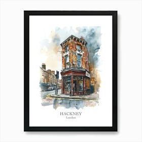 Hackney London Borough   Street Watercolour 8 Poster Art Print