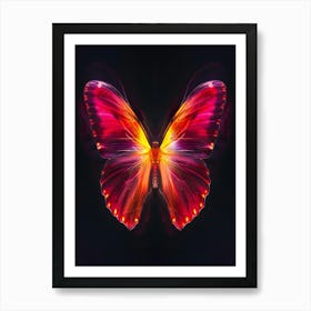 Abstract Butterfly On Black Background Art Print